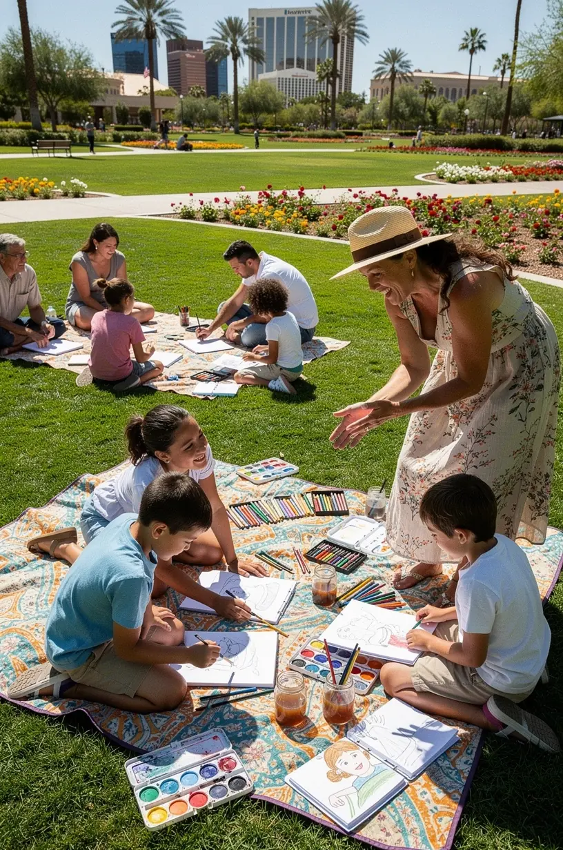 Art therapist guiding participants in creative expression.