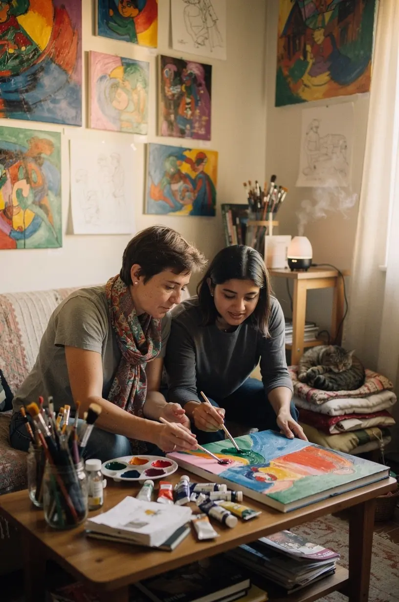 Art therapy session promoting relaxation and self-expression